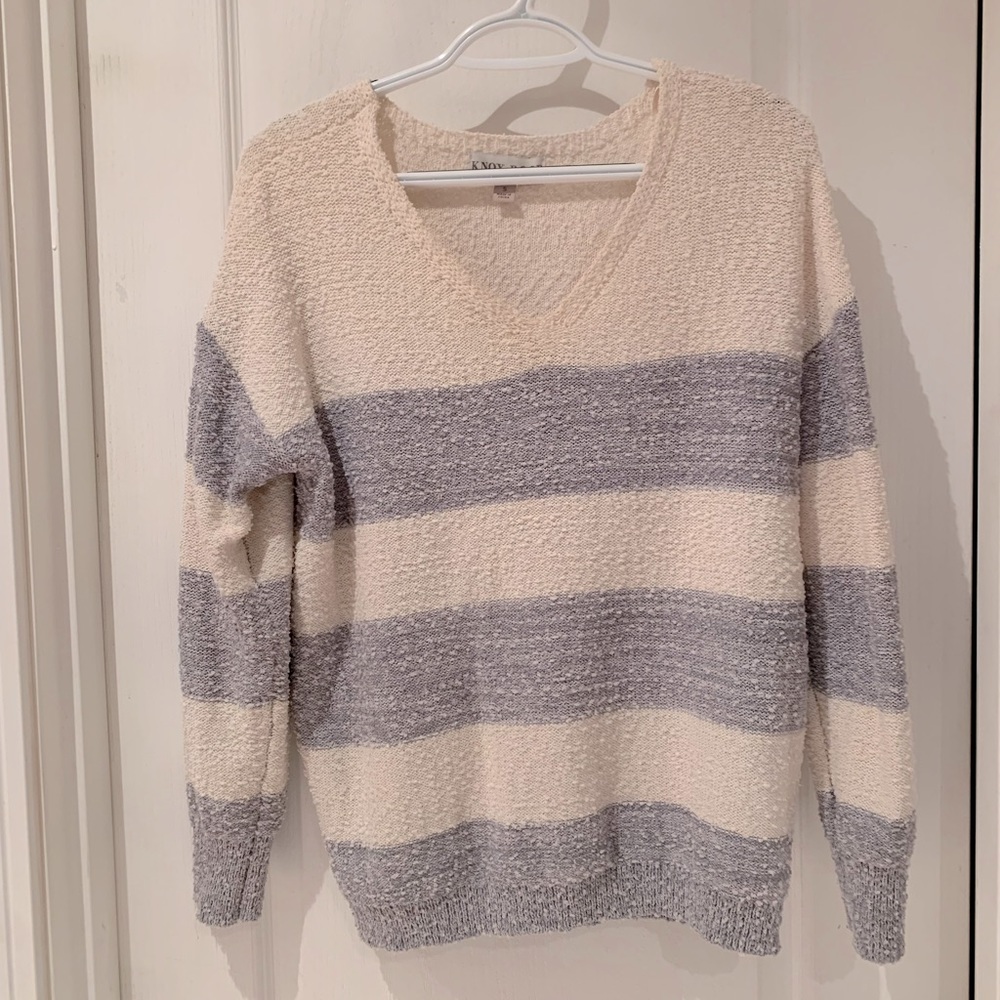 Cream and blue sweater